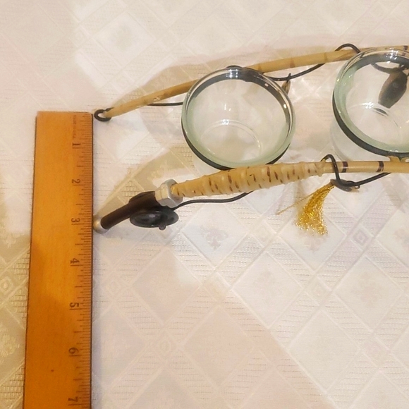 Fishing Pole Candle Holder with 3 Votive or Tea Light Glass Cups - Picture 3 of 6